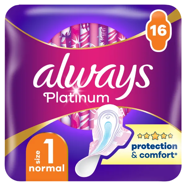 Always Platinum Normal (1-es méret) Szárnyas Egészségügyi Betét, 16 db termékhez kapcsolódó kép