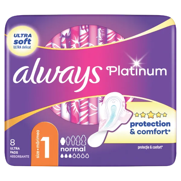 Always Platinum Normal (1-es méret) Szárnyas Egészségügyi Betét, 8 db termékhez kapcsolódó kép