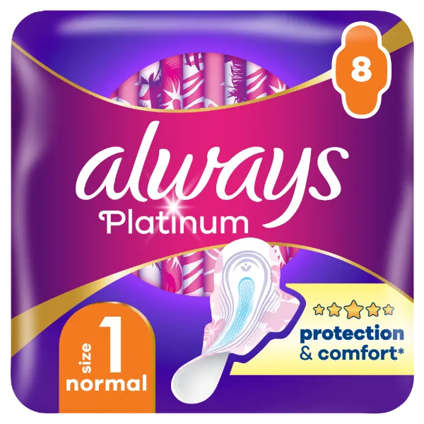 Always Platinum Normal (1-es méret) Szárnyas Egészségügyi Betét, 8 db termékhez kapcsolódó kép
