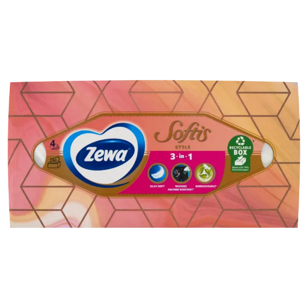 Zewa Softis Style illatmentes dobozos papír zsebkendő 4 rétegű 80 db termékhez kapcsolódó kép