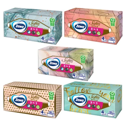 Zewa Softis Style illatmentes dobozos papír zsebkendő 4 rétegű 80 db termékhez kapcsolódó kép