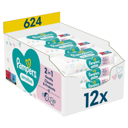 Pampers Sensitive Nedves Törlőkendő, 12 csomag = 624 db Törlőkendő termékhez kapcsolódó kép