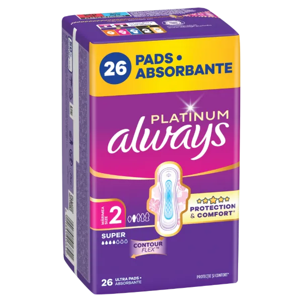 Always Platinum Egészségügyi Betét Super (2-es méret), 26 db Betét termékhez kapcsolódó kép