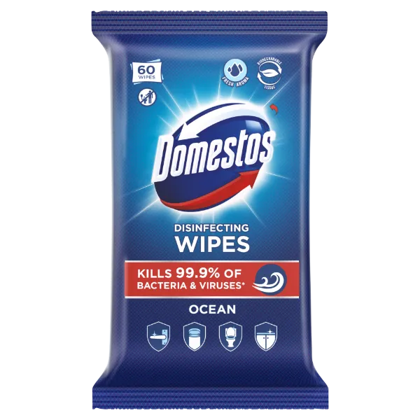 Domestos Ocean Fresh fertőtlenítő törlőkendő 60 db termékhez kapcsolódó kép