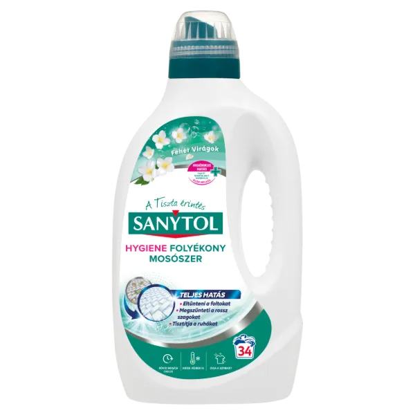 Sanytol Fehér Virágok Hygiene folyékony mosószer 34 mosás 1,70 l termékhez kapcsolódó kép