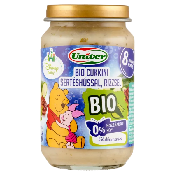 Univer Disney Baby bio cukkini sertéshússal, rizzsel bébiétel 8 hónapos kortól 163 g termékhez kapcsolódó kép