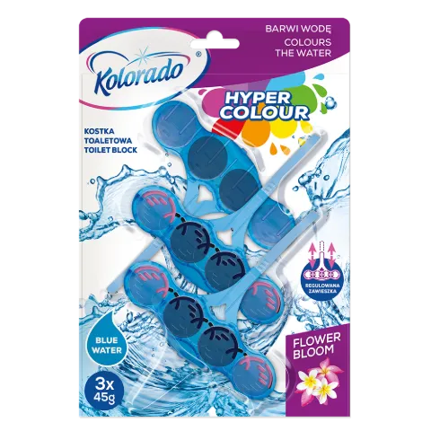 Kolorado Hyper Colour TRIO kosaras toalett block 3x45g Blue Water - Flower Bloom termékhez kapcsolódó kép