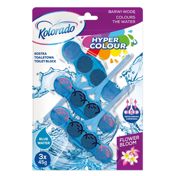 Kolorado Hyper Colour TRIO kosaras toalett block 3x45g Blue Water - Flower Bloom termékhez kapcsolódó kép
