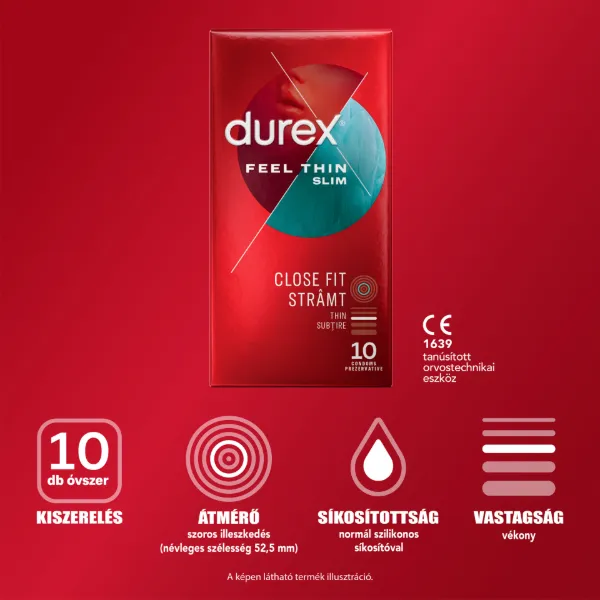 Durex Feel Thin Slim óvszer 10 db termékhez kapcsolódó kép