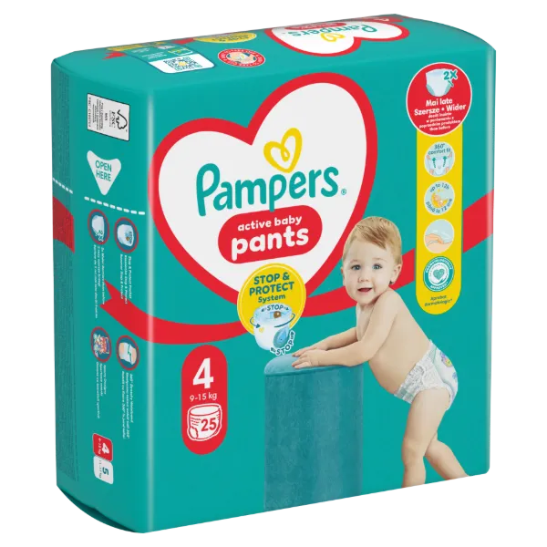 Pampers Active Baby Bugyipelenka, Méret 4, 25 Bugyipelenka, 9kg-15kg termékhez kapcsolódó kép