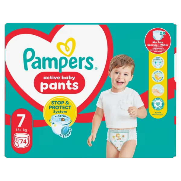 Pampers Active Baby Bugyipelenka, Méret 7, 74 Bugyipelenka, 15kg+ termékhez kapcsolódó kép