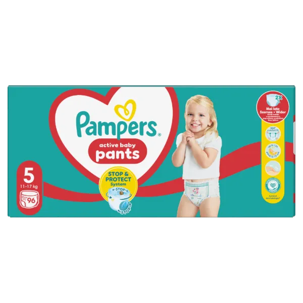 Pampers Active Baby Bugyipelenka, Méret 5, 96 Bugyipelenka, 11kg-17kg termékhez kapcsolódó kép