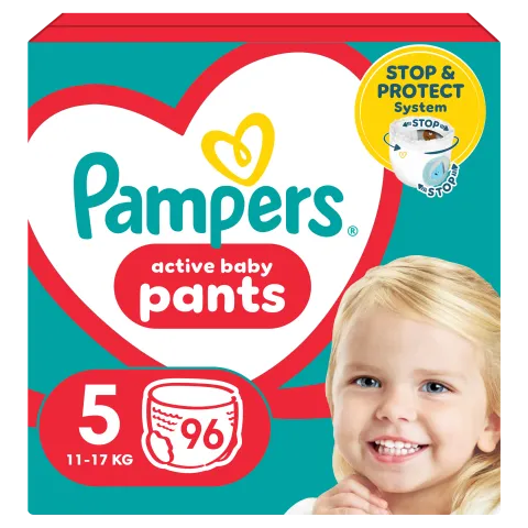 Pampers Active Baby Bugyipelenka, Méret 5, 96 Bugyipelenka, 11kg-17kg termékhez kapcsolódó kép