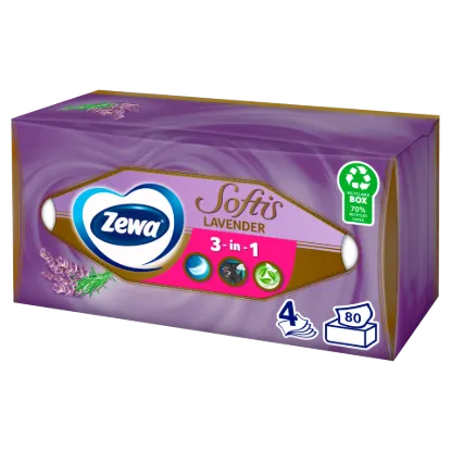 Zewa Softis Lavender illatosított dobozos papír zsebkendő 4 rétegű 80 db termékhez kapcsolódó kép