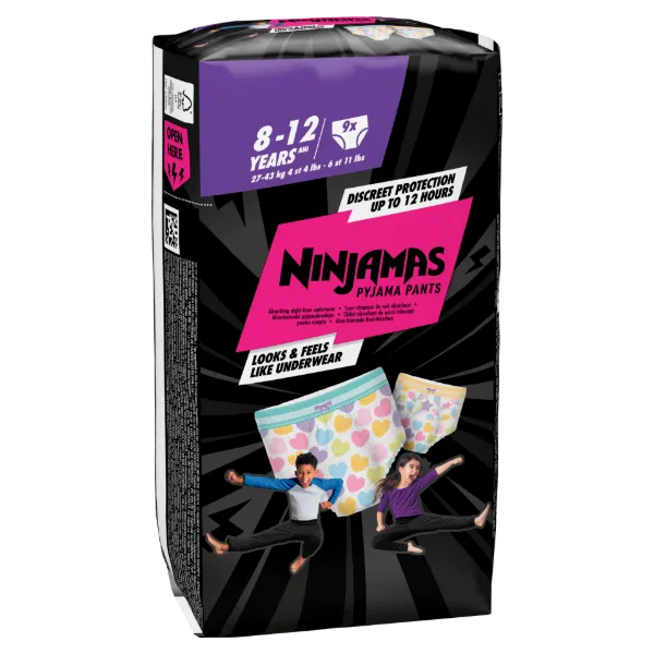 Ninjamas Éjszakai Nedvszívó Alsónemű Szivek, 9 Éjszakai Nedvszívó Alsónemű, 8 Korúak Számára termékhez kapcsolódó kép