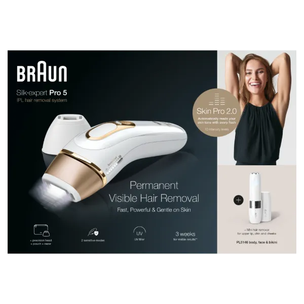 Braun IPL Silk expert Pro 5, Szőrtelenítés Otthoni Kezeléssel, Neszesszer, 2 Fej, PL5146 termékhez kapcsolódó kép