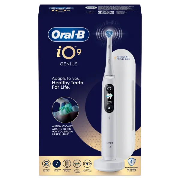 Oral-B iO 9 Elektromos Fogkefe | Fehér | 1 db Fogkefefej | Töltős Utazótok termékhez kapcsolódó kép
