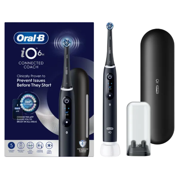 Oral-B iO 6 Elektromos Fogkefe | Fekete | 1 db Fogkefefej | Prémium Utazótok termékhez kapcsolódó kép