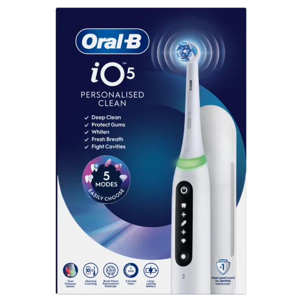 Oral-B iO 5 Elektromos Fogkefe | Fehér | 1 db Fogkefefej | Prémium Utazótok termékhez kapcsolódó kép