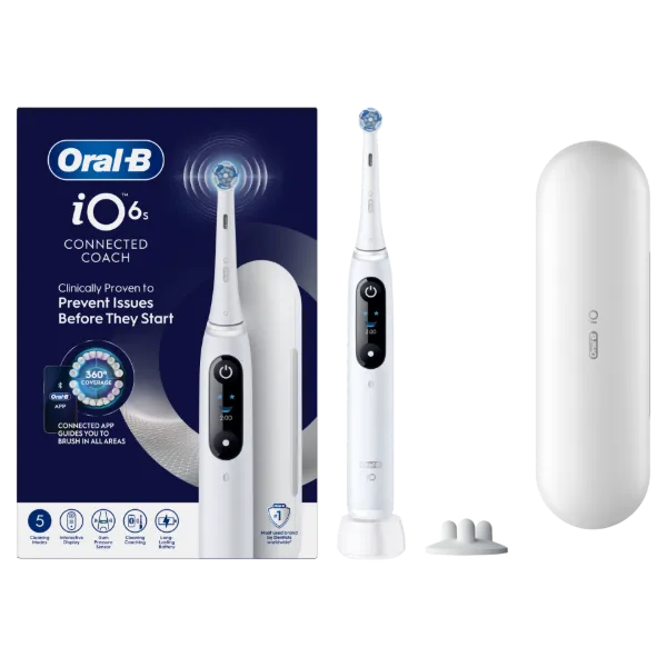 Oral-B iO 6 Elektromos Fogkefe | Fehér | 1 db Fogkefefej | Prémium Utazótok termékhez kapcsolódó kép