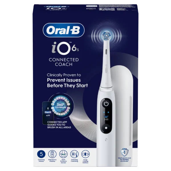 Oral-B iO 6 Elektromos Fogkefe | Fehér | 1 db Fogkefefej | Prémium Utazótok termékhez kapcsolódó kép