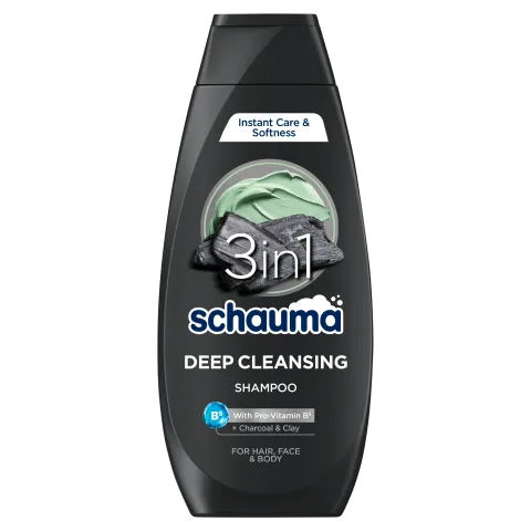 Schauma Deep Cleansing 3 az 1-ben mélytisztító sampon szénnel & agyaggal, hajra, arcra testre 400 ml termékhez kapcsolódó kép