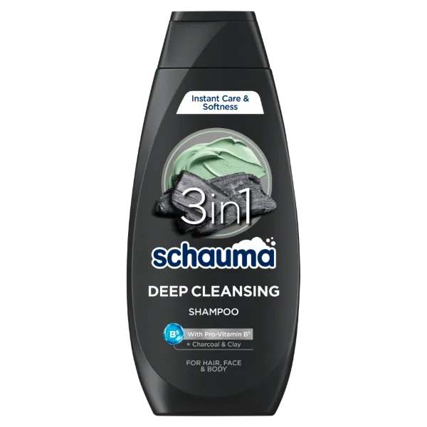 Schauma Deep Cleansing 3 az 1-ben mélytisztító sampon szénnel & agyaggal, hajra, arcra testre 400 ml termékhez kapcsolódó kép