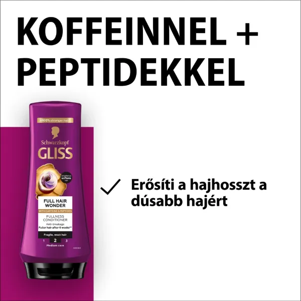 Gliss Full Hair Wonder dúsító hajbalzsam koffeinnel + peptidekkel 200 ml termékhez kapcsolódó kép