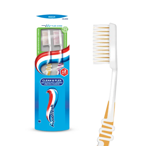 Aquafresh Clean & Flex Medium fogkefe 2 db termékhez kapcsolódó kép