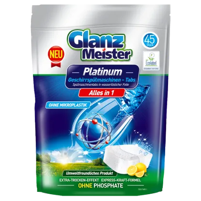 Glanz Meister Platinum mosogatógép tabletta 45 db ECO Label termékhez kapcsolódó kép