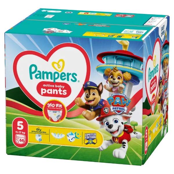 Pampers Active Baby Bugyipelenka Mancs Őrjárat Kiadás, Méret: 5, 66 db Pelenka, 11kg-17kg termékhez kapcsolódó kép