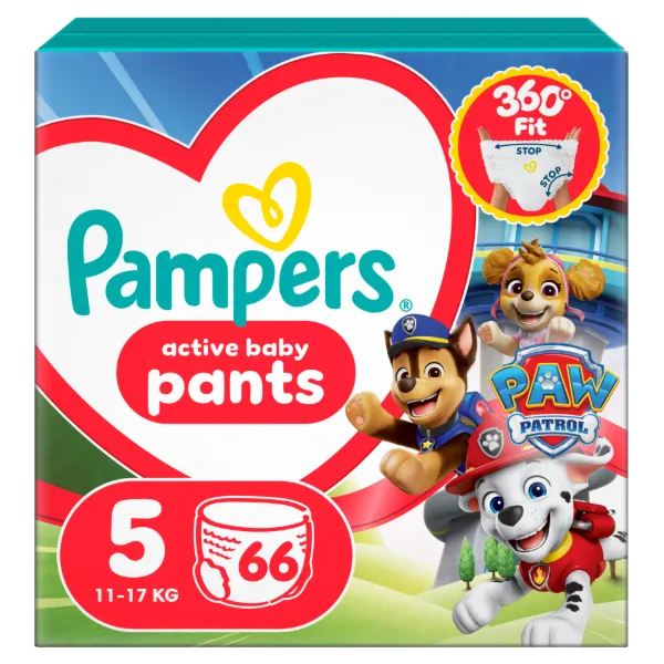 Pampers Active Baby Bugyipelenka Mancs Őrjárat Kiadás, Méret: 5, 66 db Pelenka, 11kg-17kg termékhez kapcsolódó kép