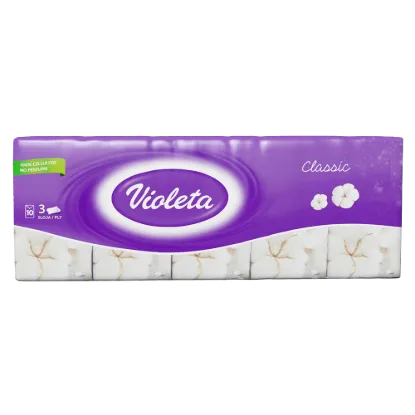 Violeta papírzsebkendő 3 rétegű 10x10 db Classic soft termékhez kapcsolódó kép