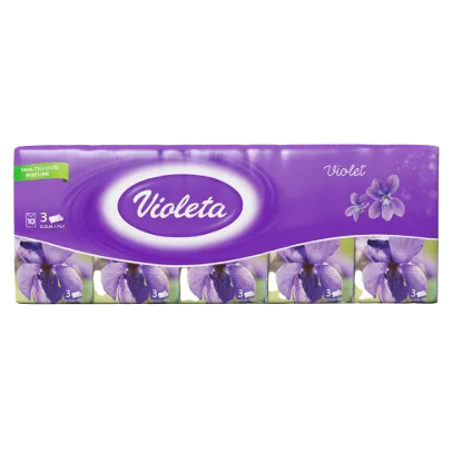 Violeta papírzsebkendő 3 rétegű 10x10 db Ibolya termékhez kapcsolódó kép