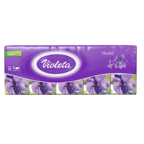 Violeta papírzsebkendő 3 rétegű 10x10 db Ibolya termékhez kapcsolódó kép