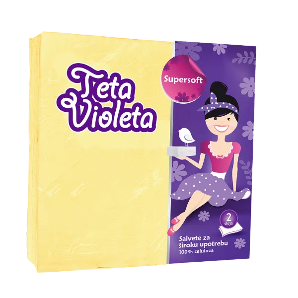 Violeta szalvéta 2 rétegű 25 db 38x38 cm Sárga termékhez kapcsolódó kép