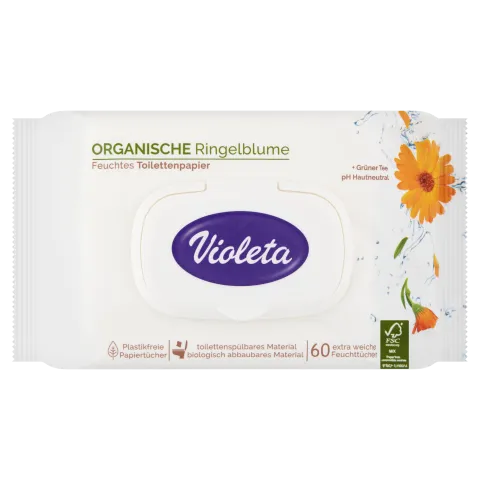 Violeta nedves WC-papír körömvirág kivonattal és zöld teával 60 db termékhez kapcsolódó kép