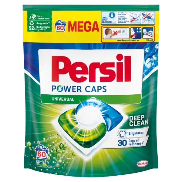 Persil Power Caps Universal mosószer koncentrátum fehér és világos ruhadarabokhoz 60 mosás 840 g termékhez kapcsolódó kép