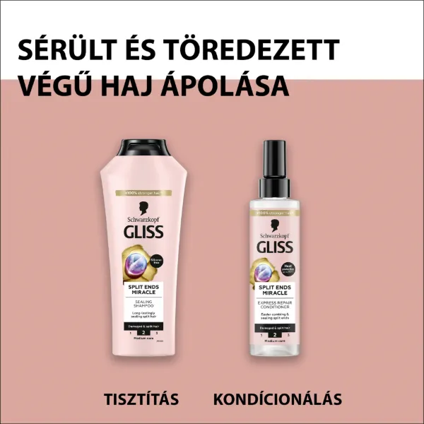 Gliss Split Ends Miracle sampon ionic komplex-szel és szőlőmag olajjal 250 ml termékhez kapcsolódó kép