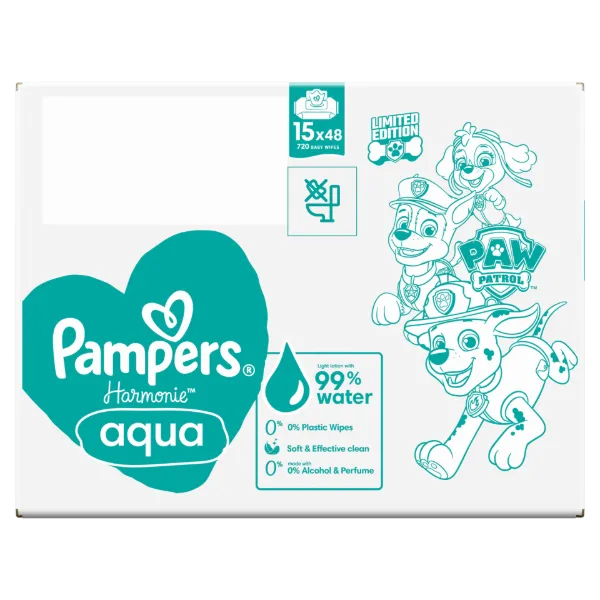 Pampers Harmonie Aqua Nedves Törlőkendő, 15 Csomag = 720 db termékhez kapcsolódó kép