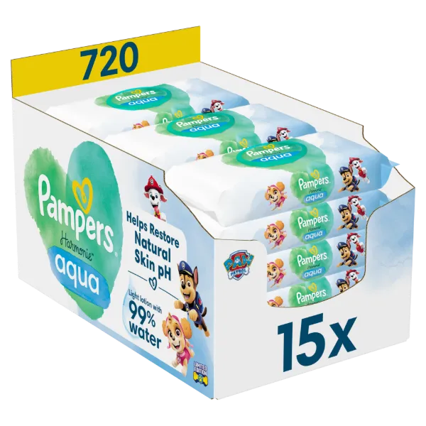 Pampers Harmonie Aqua Nedves Törlőkendő, 15 Csomag = 720 db termékhez kapcsolódó kép