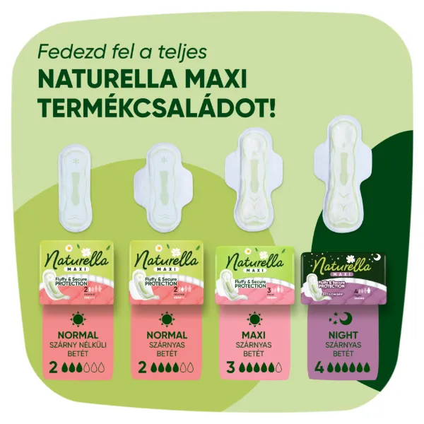 Naturella Maxi Normal, 2-es méretű Betét Szárnyak Nélkül, 10 termékhez kapcsolódó kép
