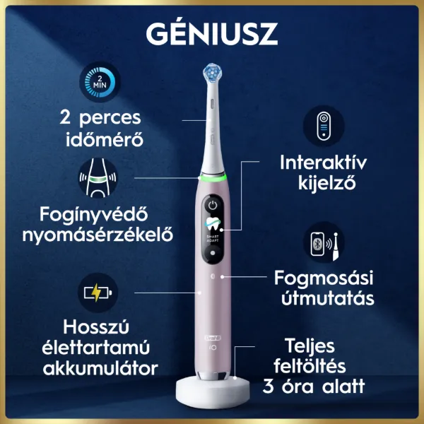 Oral-B iO 9 Elektromos Fogkefe | Fehér | 1 db Fogkefefej | Töltős Utazótok termékhez kapcsolódó kép