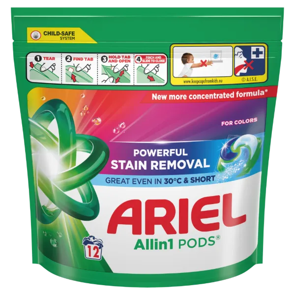 Ariel Allin1 PODS Folyékony Mosókapszula Színes Ruhákhoz, 12 Mosáshoz termékhez kapcsolódó kép