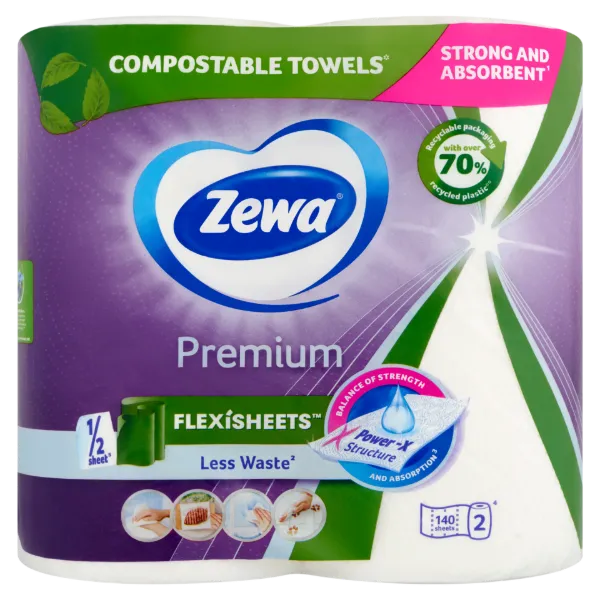 Zewa Premium Flexisheets háztartási papírtörlő 2 rétegű 2 tekercs termékhez kapcsolódó kép