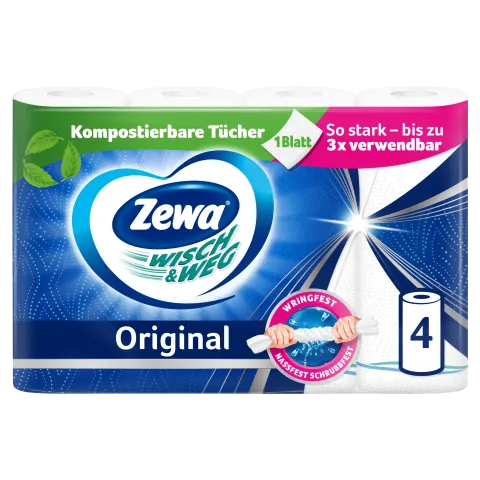 Zewa Wisch & Weg Original háztartási papírtörlő 2 rétegű 4 tekercs termékhez kapcsolódó kép