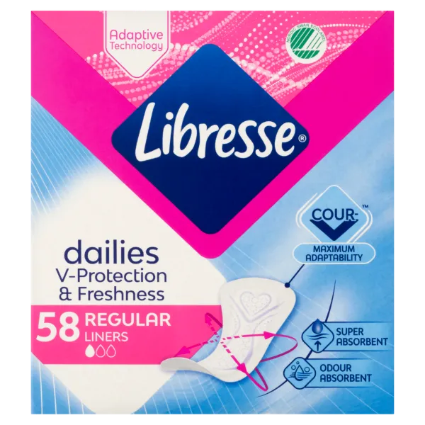 Libresse Dailies V-Protection & Freshness Regular tisztasági betét 58 db termékhez kapcsolódó kép