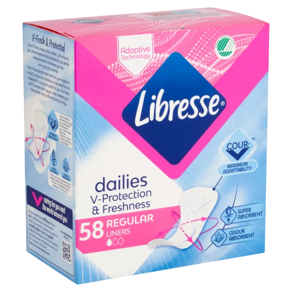 Libresse Dailies V-Protection & Freshness Regular tisztasági betét 58 db termékhez kapcsolódó kép