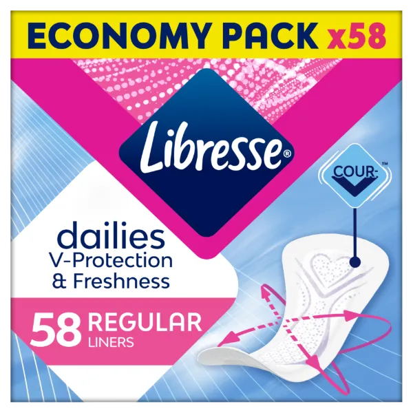 Libresse Dailies V-Protection & Freshness Regular tisztasági betét 58 db termékhez kapcsolódó kép