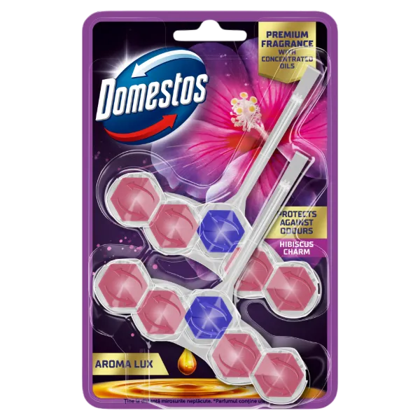 Domestos Aroma Lux Hibiscus Charm WC frissítő blokk 2 x 50 g termékhez kapcsolódó kép